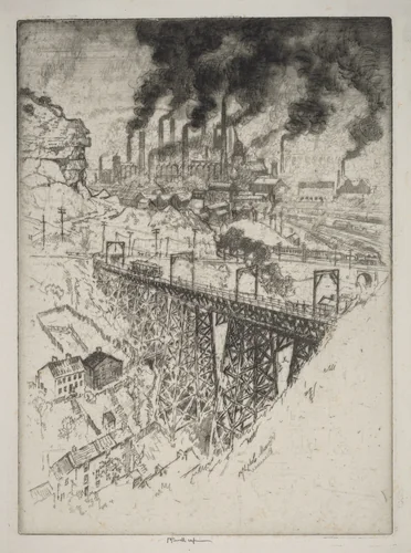 Edgar Thomson Works, Bessemer by Joseph Pennell, print, 1909