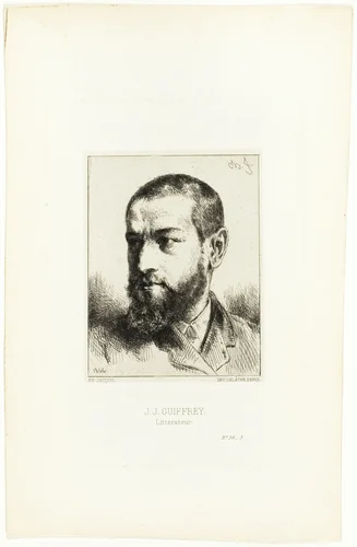 Portrait of J.J. Guiffrey by Charles-Émile Jacque, print, 1866