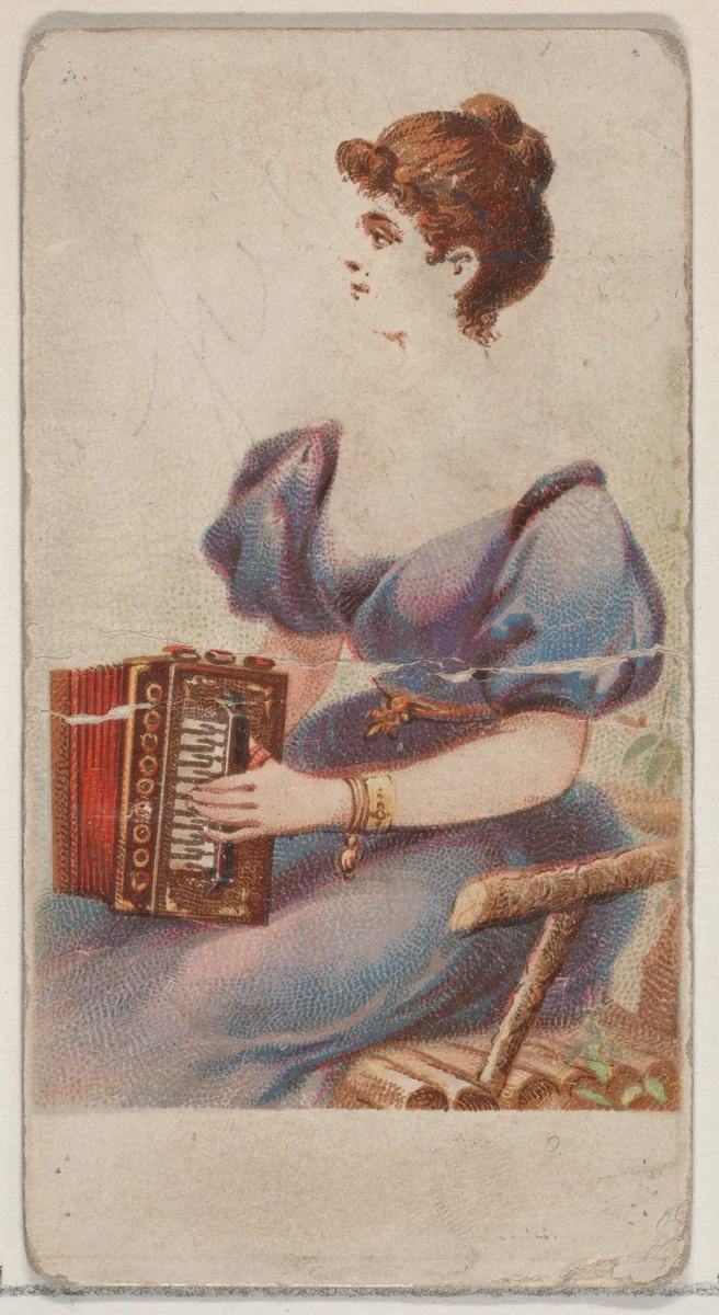 Accordion, from the Musical Instruments series (N82) for Duke brand cigarettes by W. Duke, Sons & Co., print, 1888