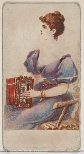 Accordion, from the Musical Instruments series (N82) for Duke brand cigarettes by W. Duke, Sons & Co., print, 1888
