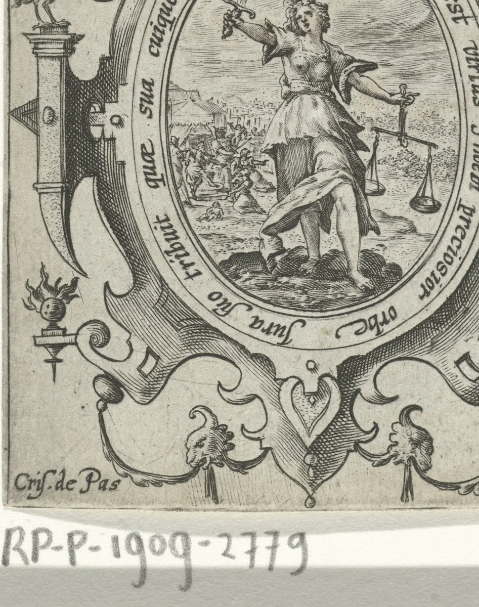 Rechtvaardigheid by Unknown, print, 1574-1637