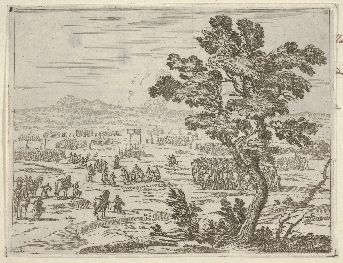 Francesco I d'Este Remains Dedicated to the Cause of the War, Having been Involved for Many Years, from "L'Idea di un Principe ed Eroe Cristiano in Francesco I d'Este, di Modena e Reggio Duca VIII [...]" by Bartolomeo Fenice, print, 1659