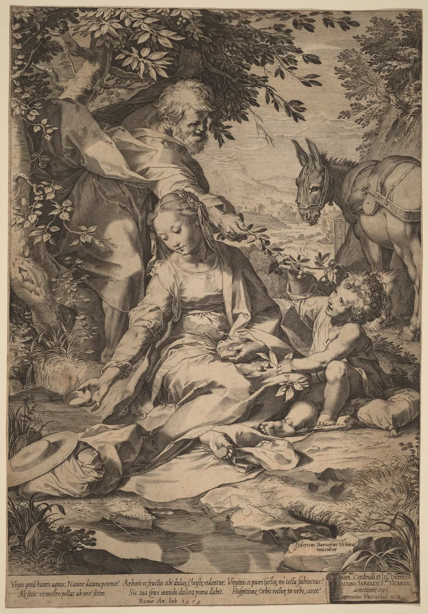 The Rest on the Return from Egypt by Cornelis Cort, print, 1575