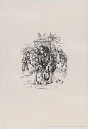 Oscar at the Sea-Shore (published in "Harper's Bazar," August 26, 1882) by Thomas Nast, print, 1882
