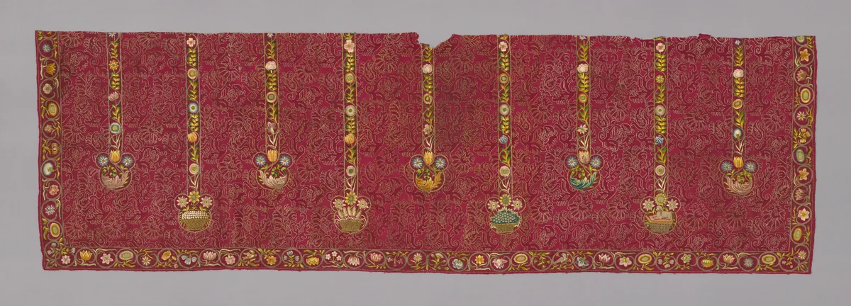 Panel (Showing Symbols of the Four Seasons) by France, textile, 1601-1700