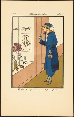 Tailleur de serge bleu foncé. Képi de paille by French 20th Century, print, 1919