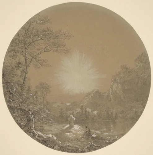 The Cross in the Wilderness by Thomas Cole, drawing, 1844