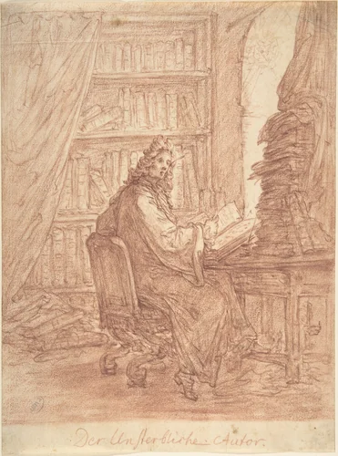 The Immortal Author by Christian Bernhard Rode, drawing, 1740-1797