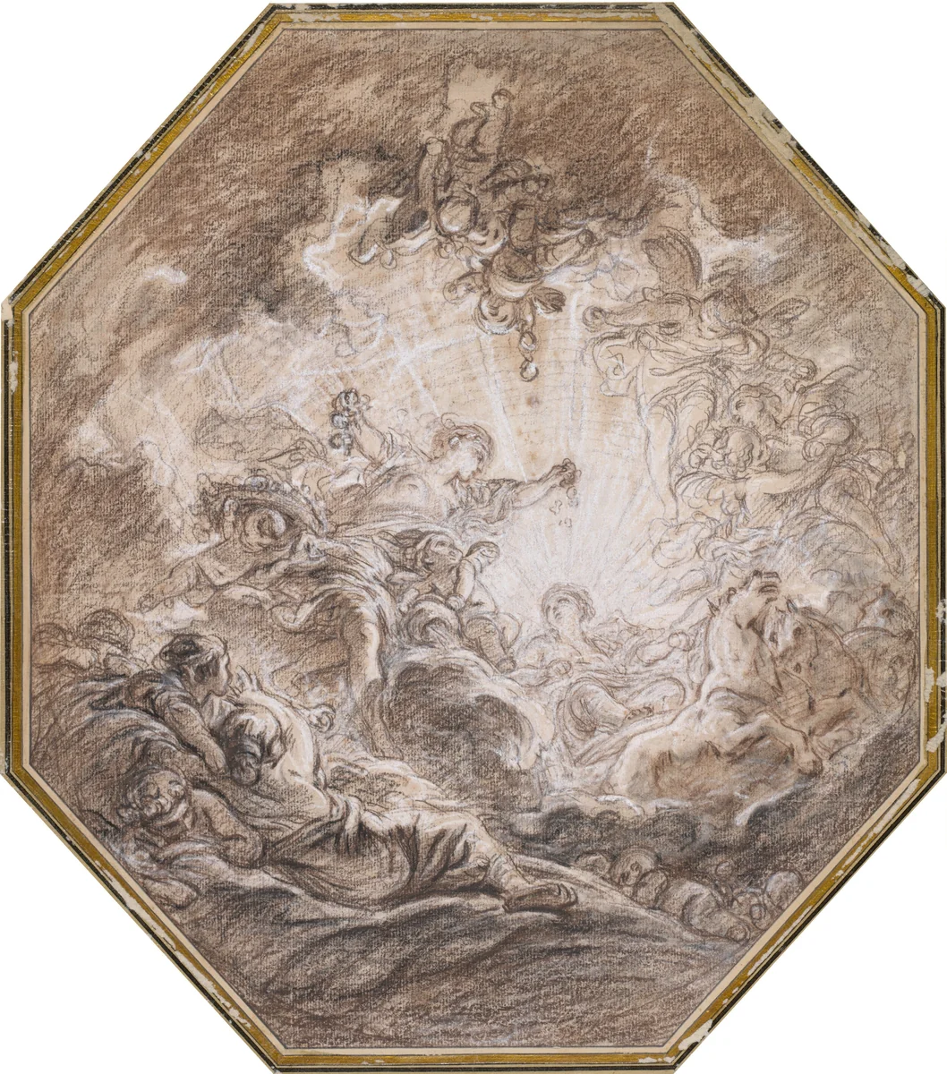 Aurora Heralding the Arrival of the Morning Sun by François Boucher, drawing, 1765