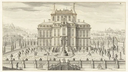 Landhuis met park by Guillaume de Bruijn, drawing, 1694-1698