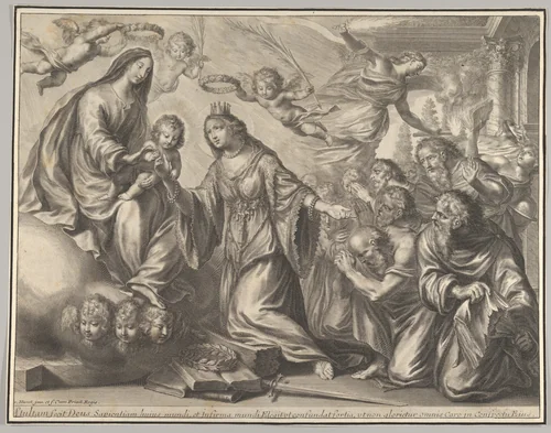 Mystic Marriage of St. Catherine by Grégoire Huret, print, 1620-1670