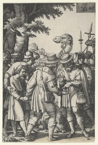 Joseph Sold to the Merchants, from The Story of Joseph by Georg Pencz, print, 1546