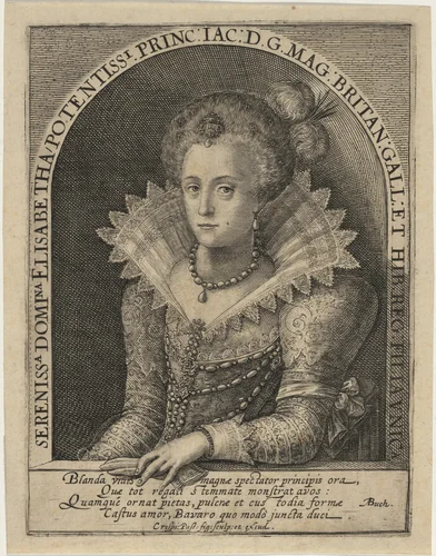 Elizabeth, Princess, Wife of the Elector Palatine Frederick V, King of Bohemia by Crispijn van de Passe I, print, 1565-1637