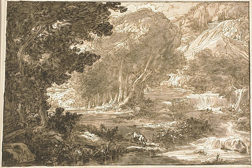 Angelica Resting Under a Tree, from Orlando Furioso by Felice Giani, drawing, 1810-1813