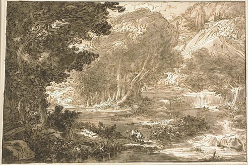 Angelica Resting Under a Tree, from Orlando Furioso by Felice Giani, drawing, 1810-1813