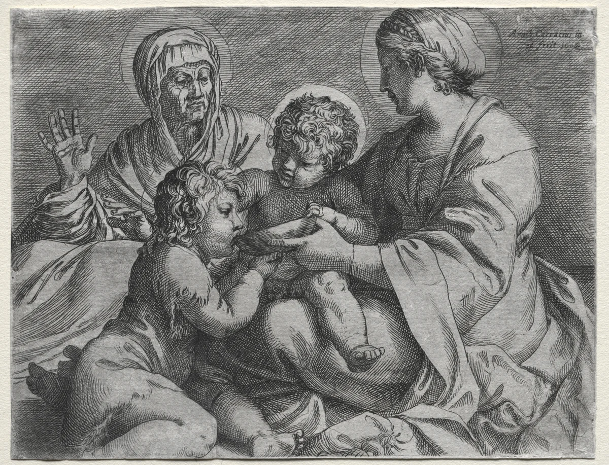 Madonna with the Bowl by Annibale Carracci, print, 1606