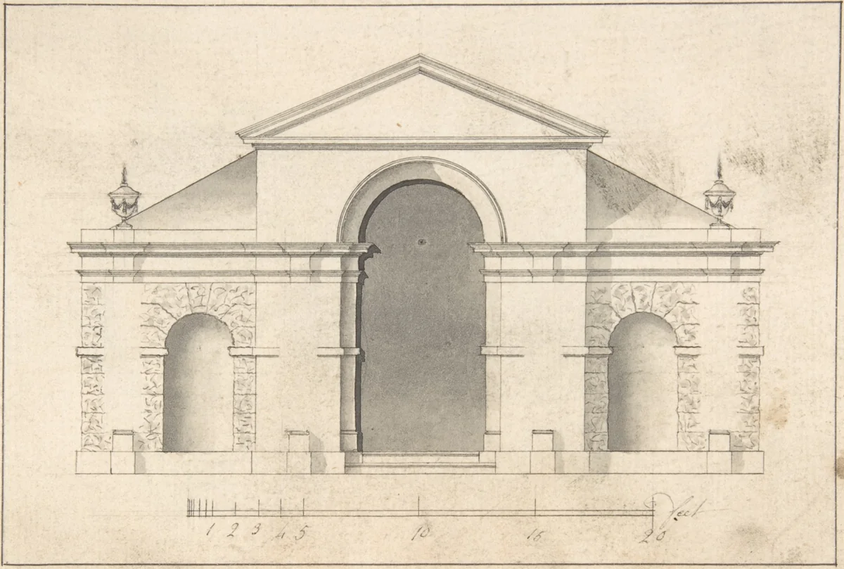 Elevation of Garden Pavilion by Robert Morris, drawing, 1715-1754