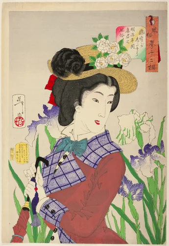 In The Mood for a Walk (Yuho ga shitaso), from the series "Thirty-two Aspects of Women (Fuzoku sanjuniso)" by Tsukioka Yoshitoshi, print, 1888