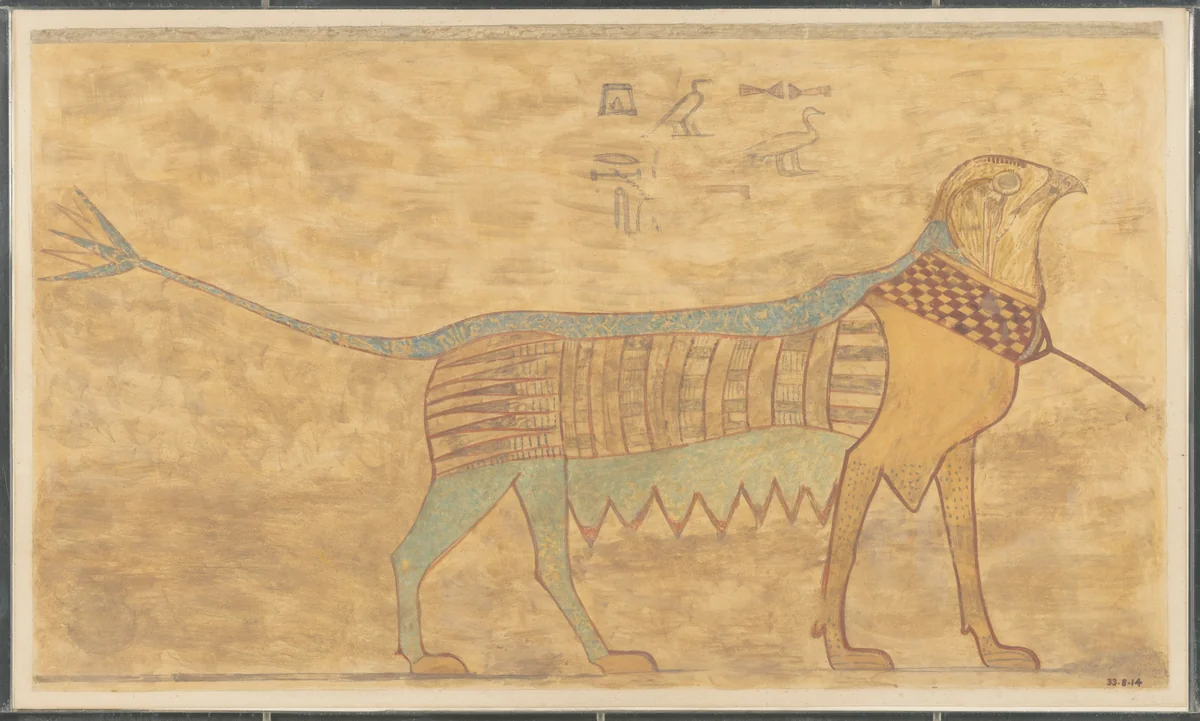 Detail of a Griffin, Tomb of Khety by Nina de Garis Davies, artwork, -2140--1991