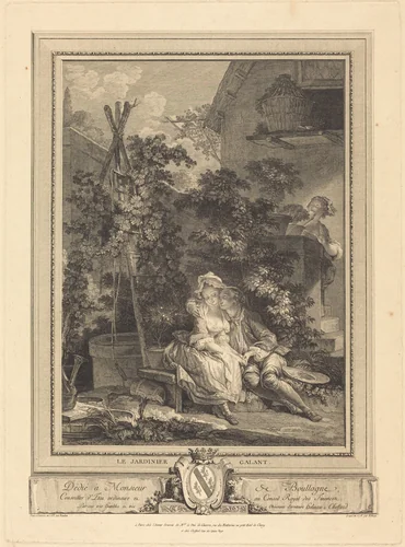 Le jardinier galant by Isidore-Stanislas Helman; Pierre-Antoine Baudouin, print, 1778