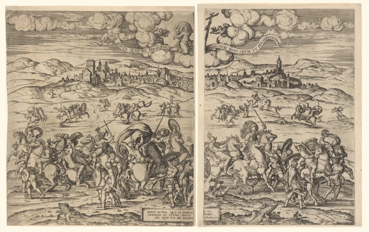 Bekering van Paulus by Pieter van der Borcht, print, 1545-1608