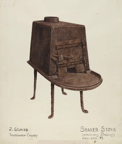Shaker Stove by Joseph Glover, index of american design, 1935-1942