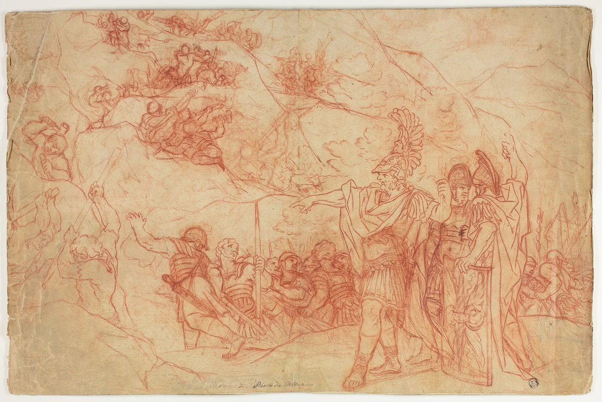 Roman Commander Ordering Attack by Pietro da Cortona, drawing, 1626-1752