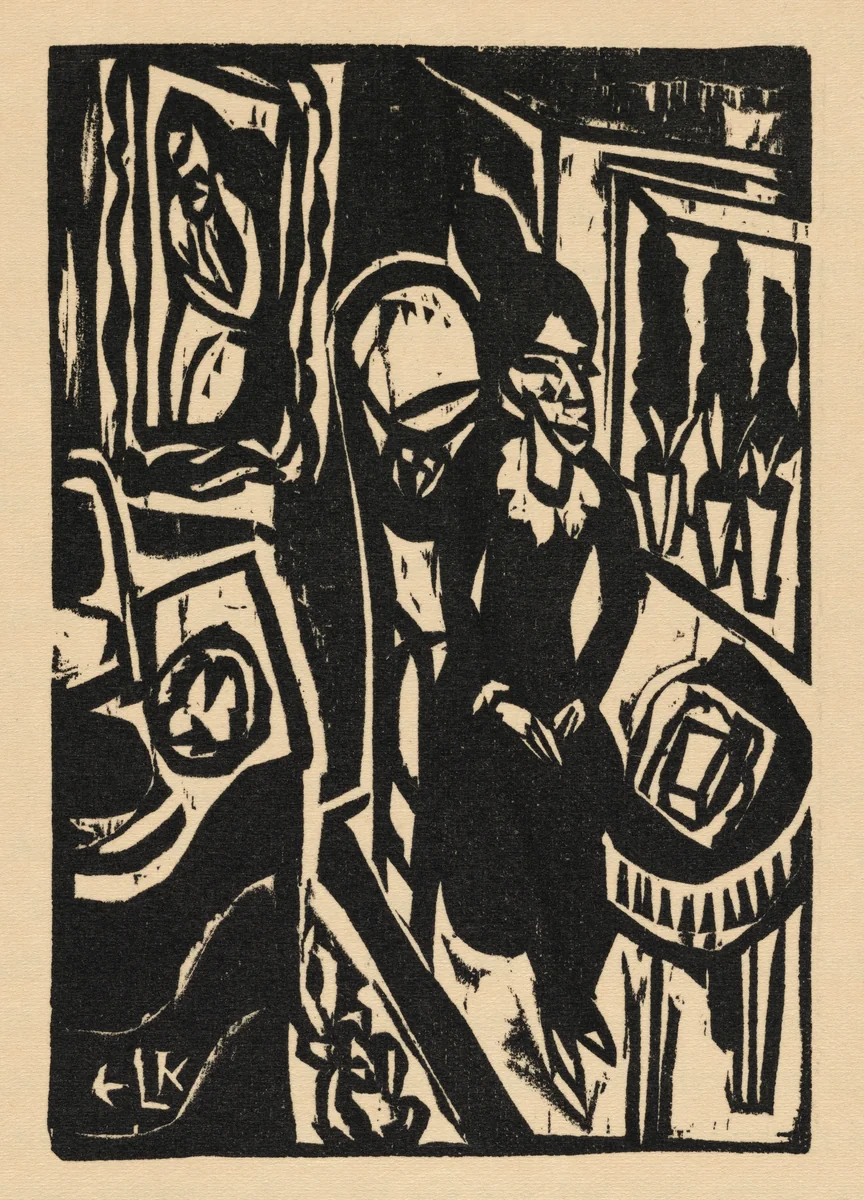 plate 1 in Alfred Döblin: Das Stiftsfräulein und der Tod (Alfred Döblin: The Canoness and Death) by Ernst Ludwig Kirchner, volume, 1913