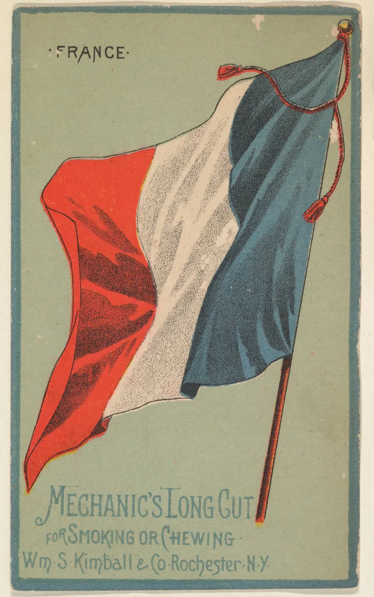 France, from the National Flags series (N195) issued by Wm. S. Kimball & Co. by William S. Kimball & Company, print, 1891