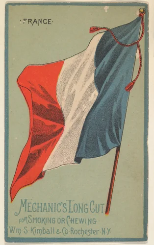 France, from the National Flags series (N195) issued by Wm. S. Kimball & Co. by William S. Kimball & Company, print, 1891
