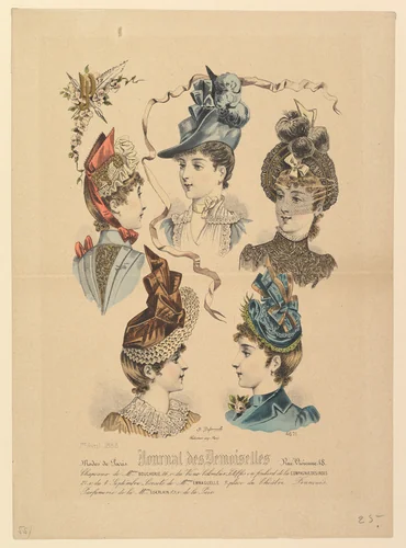 Ladies' Hats, No. 4671, from Journal des Demoiselles by Paul Deferneville, print, 1888
