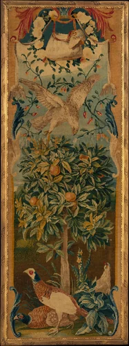 Hawk and three pheasants by Savonnerie Manufactory, textile, 1719-1772