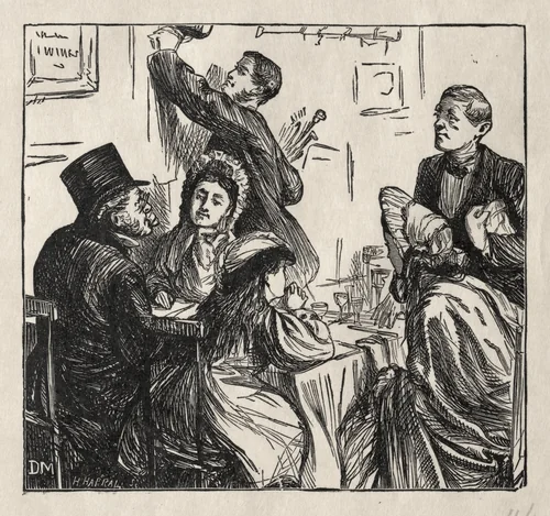 Refreshment - At the Great Exhibition by George Du Maurier, print, 1862