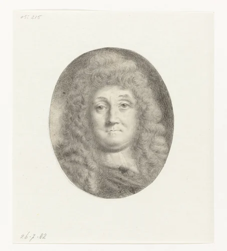 Zelfportret van Ludolf Bakhuysen, borstbeeld, nagenoeg en face by Ludolf Bakhuysen, drawing, 1660-1708