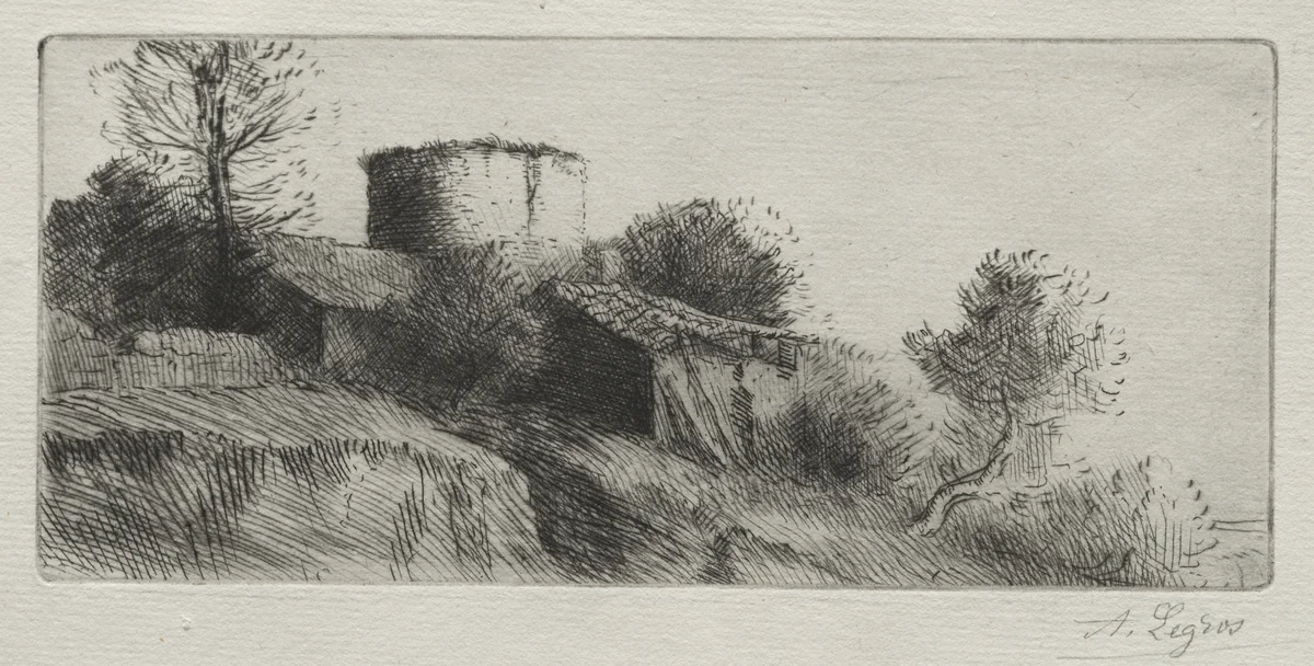 Pigeon Tower by Alphonse Legros, print, 1857-1911