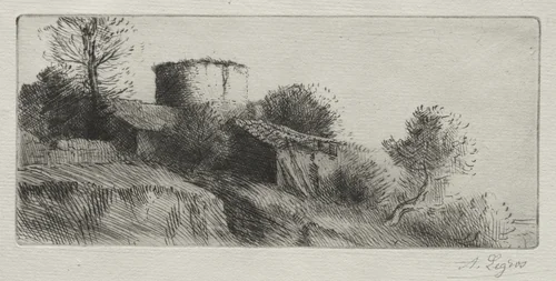 Pigeon Tower by Alphonse Legros, print, 1857-1911