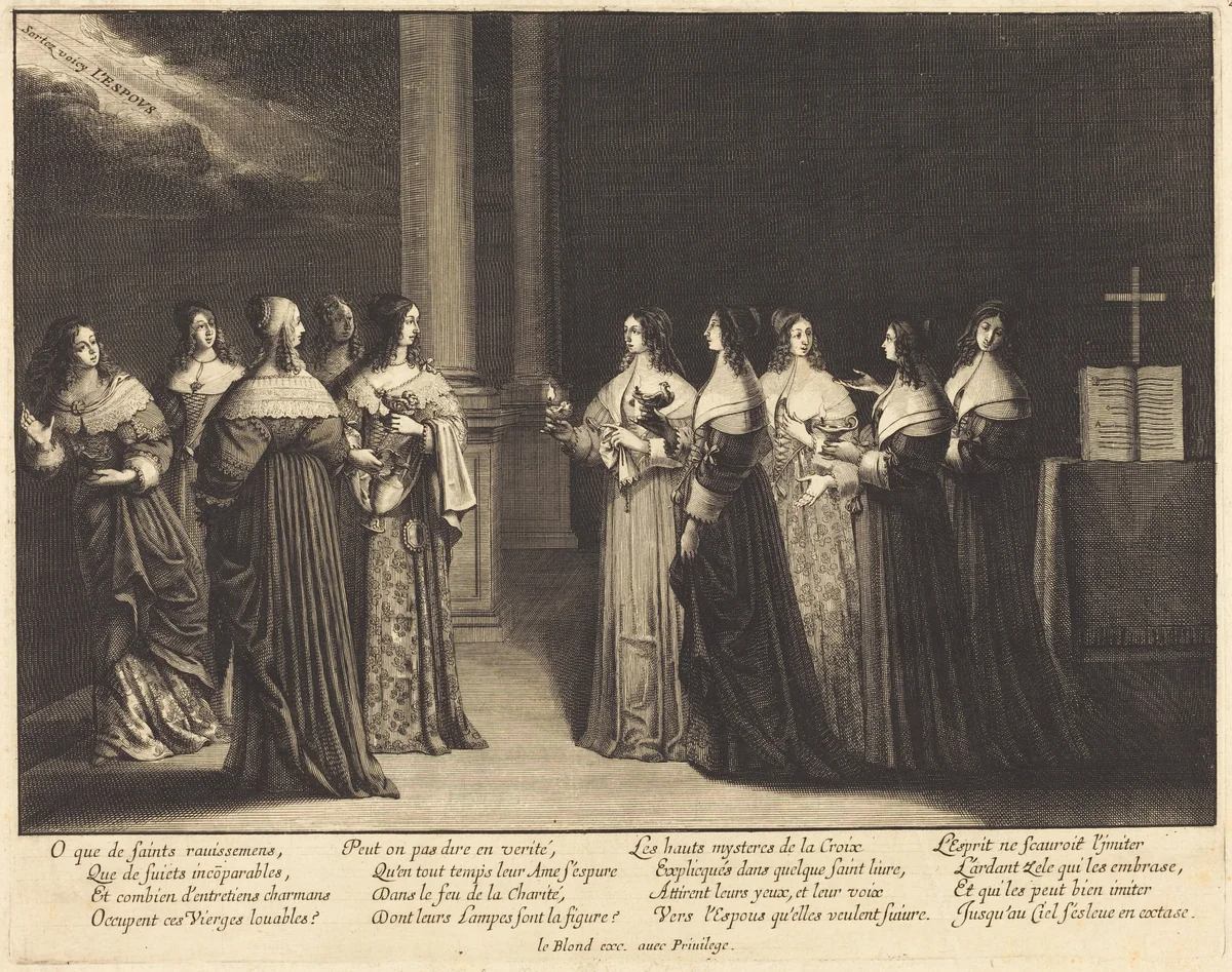 The Wise and Foolish Virgins Together by Abraham Bosse, portfolio, 1602-1676
