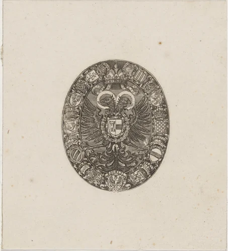 Shields of the Emperor Matthias by Simon van de Passe, print, 1595-1647