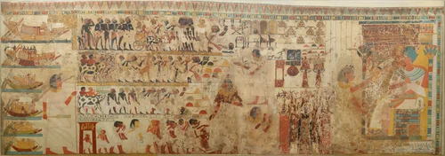 Nubian Tribute Presented to the King, Tomb of Huy by Charles K. Wilkinson, artwork, -1353--1327