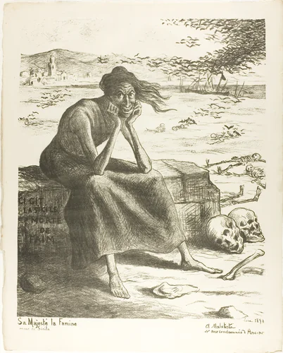 Her Majesty Famine, Queen of Sicily by Maximilien Luce, print, 1898