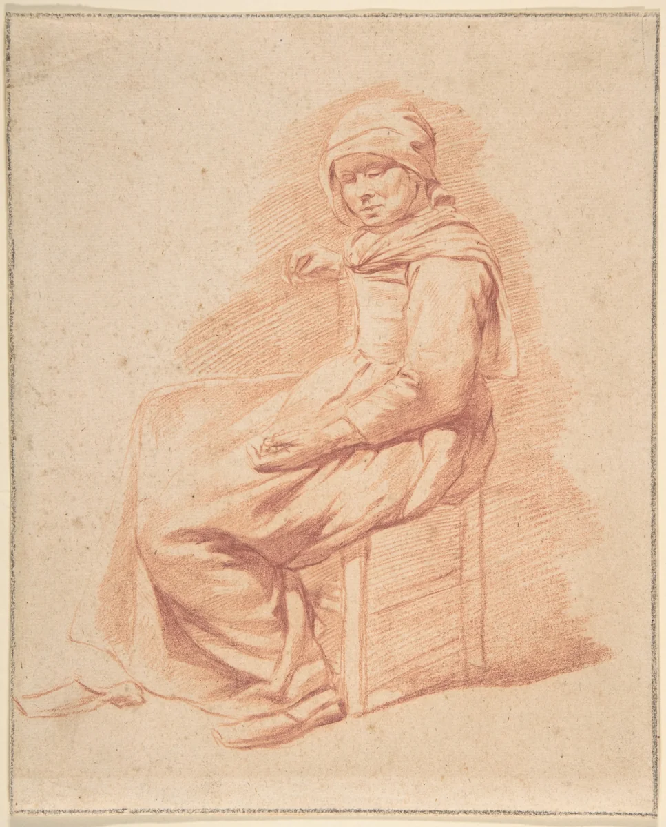 Seated Young Woman by Gerrit Adriaensz Berckheyde, drawing, 1650-1698