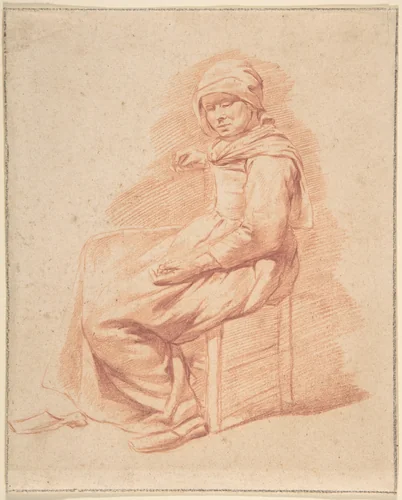 Seated Young Woman by Gerrit Adriaensz Berckheyde, drawing, 1650-1698