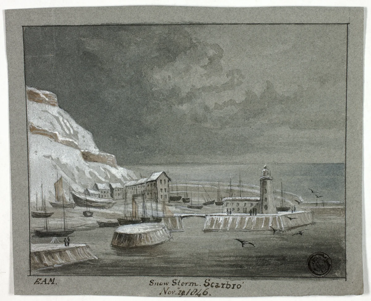 Snow Storm, Scarbro' by Elizabeth Murray, drawing, 1846