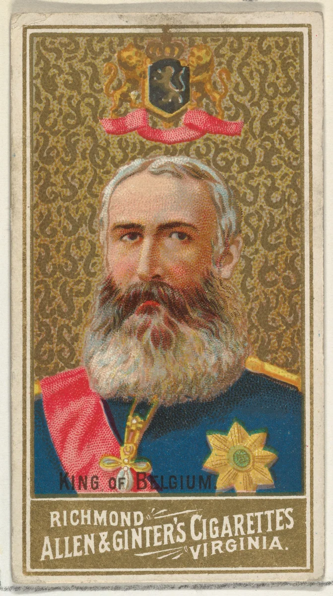 King of Belgium, from World's Sovereigns series (N34) for Allen & Ginter Cigarettes by Allen & Ginter, print, 1889