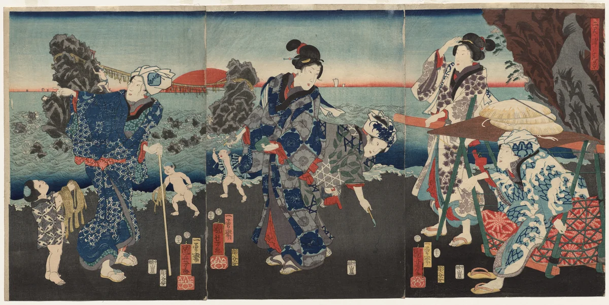 Splendid View at Futamigaura Bay by Utagawa Kuniyoshi (歌川國芳), print, 1854