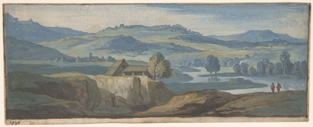 Landscape by Jan Frans van Bloemen, drawing, 1682-1749