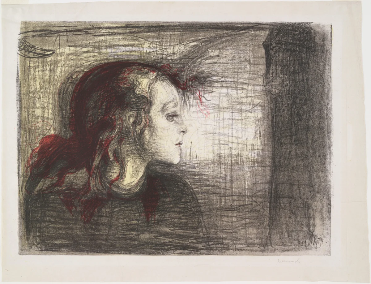 The Sick Child I (Det syke barn I) by Edvard Munch, print, 1896