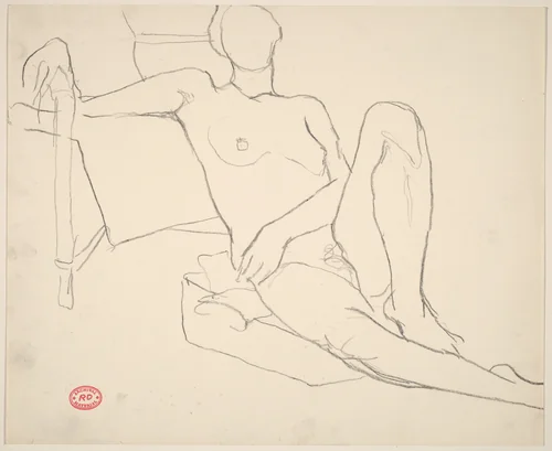 Untitled [female nude seated on a cushion] by Richard Diebenkorn, drawing, 1955-1967