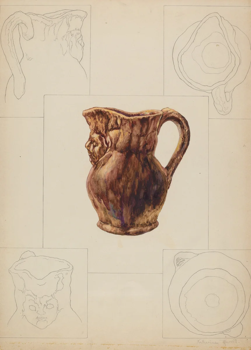 Toby Pottery Jug by Katharine Merrill, index of american design, 1938