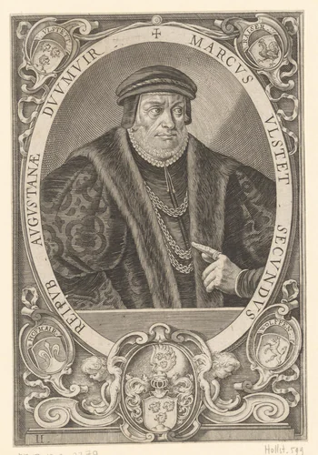 Portret van Marcus Ulstet by Lucas Kilian, print, 1615